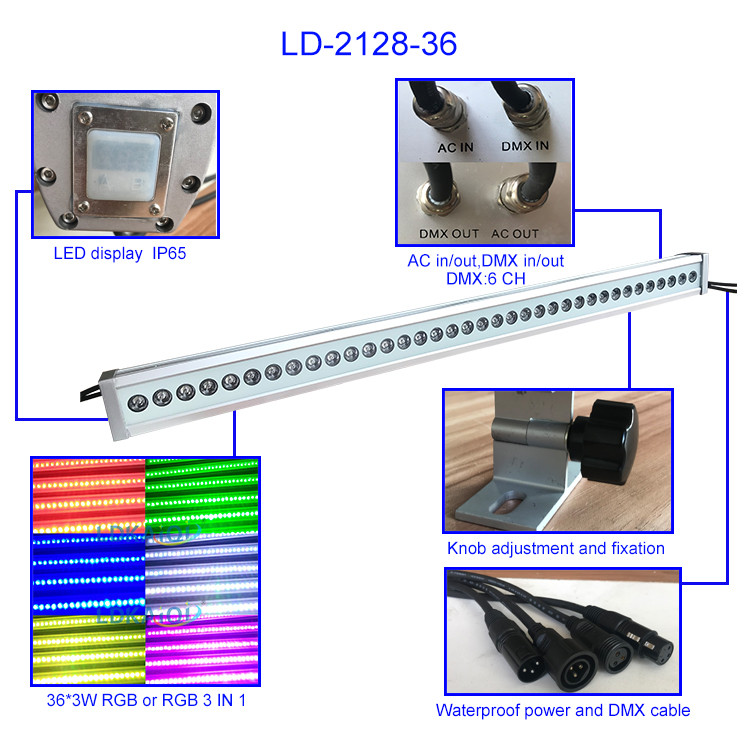LED Linear Wall Washer Light 36X3W RGB/RGB 3in1 IP65(图1)